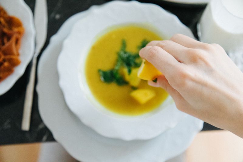Lentil and vegetable soup in bowl